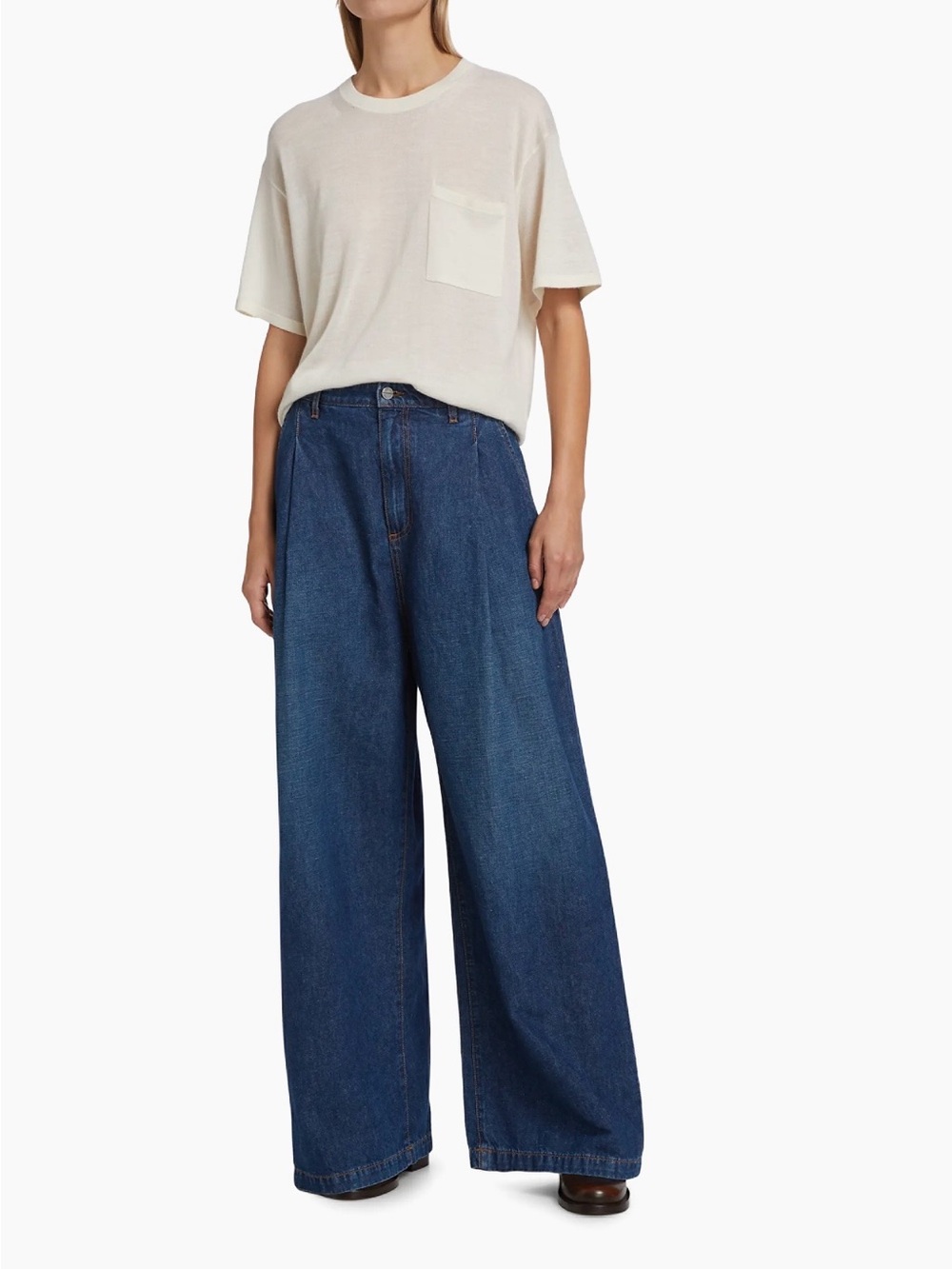 TWP Greene st Wide Leg Mid-Rise Women's Jeans - Dark Blue - Picture 2 of 10
